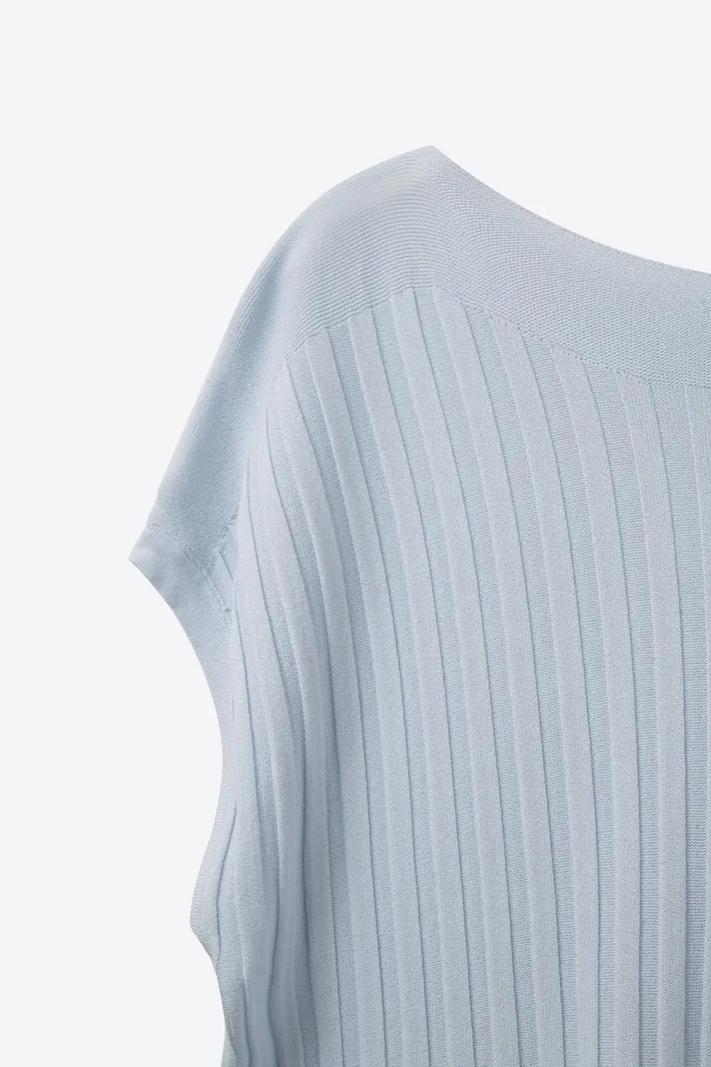light blue fine Rib knitted Sweater with boat neck - BLUE / ONE - Sweaters