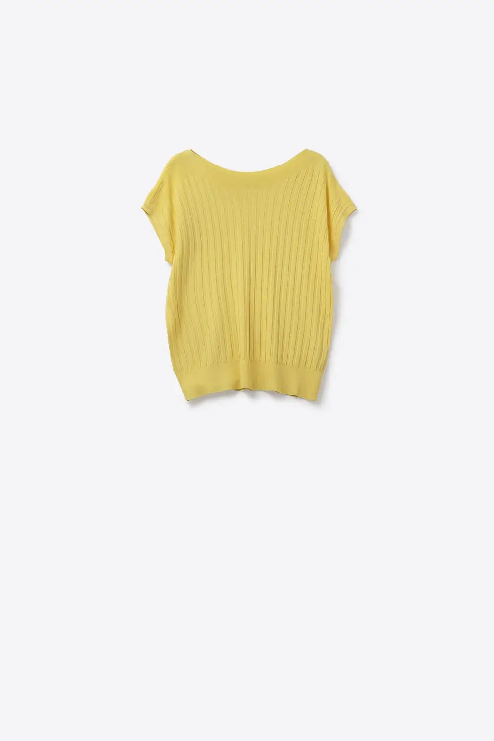 fine Rib knitted Sweater with boat neck in yellow color - YELLOW / ONE - Sweaters