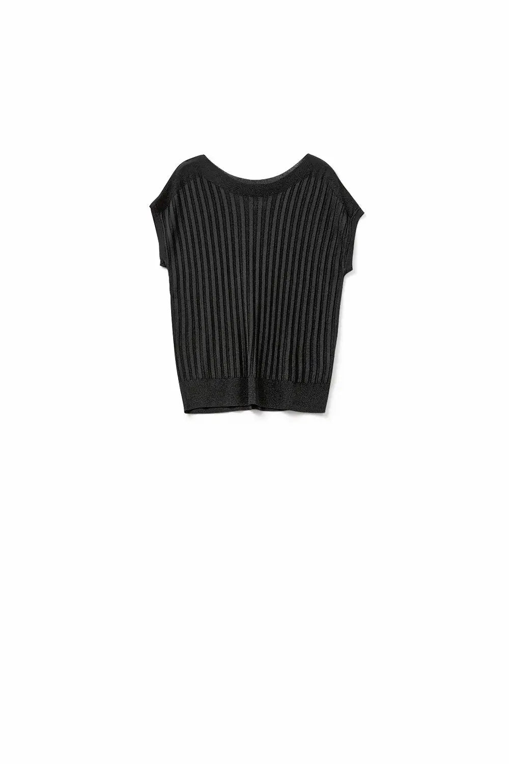 Black fine Rib knitted Sweater with boat neck - BLACK / ONE - Sweaters