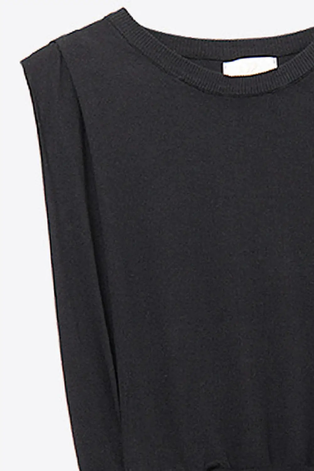 Sleeveless Knited Top With Shoulder Drape in Black - BLACK / ONE - Sweaters
