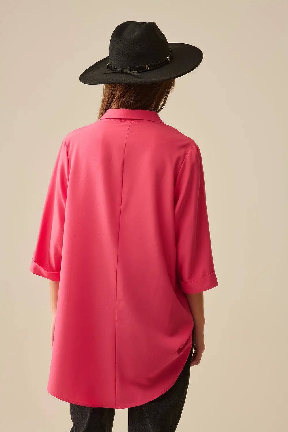 maxi Shirt made of very soft and light fabric in coral color - Shirts