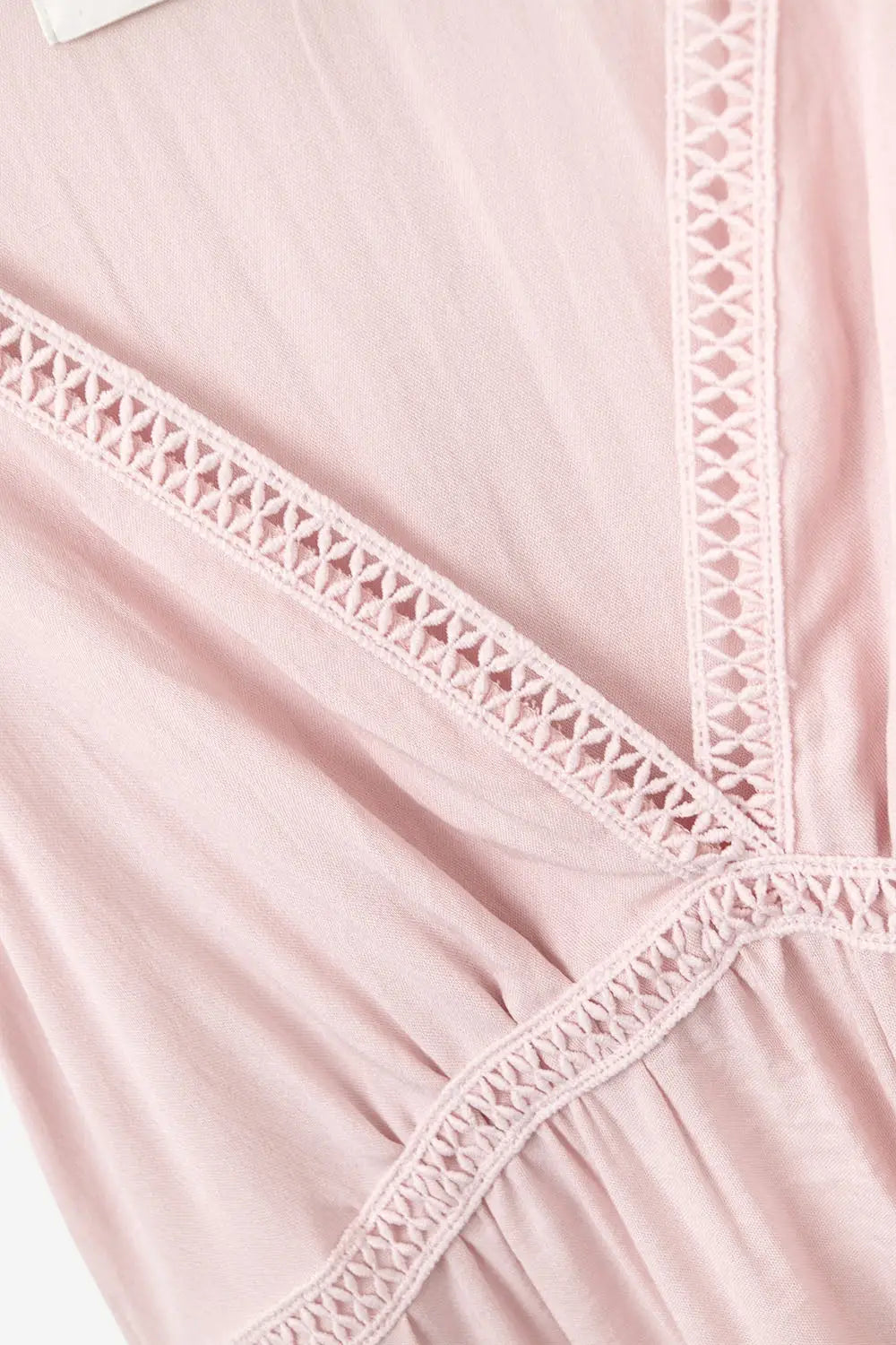 Pink Maxi Dress With Lace Details and boho style - Dresses