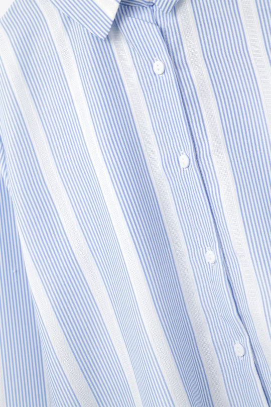 Soft fabric striped shirt in blue and white - Shirts