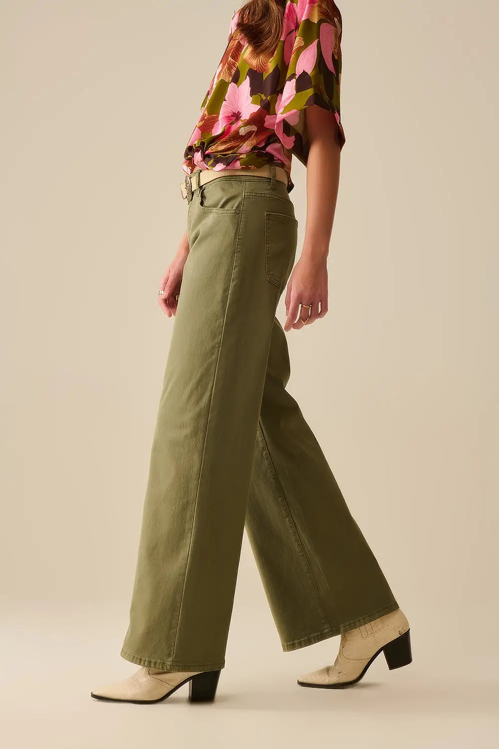 Green Straight Pants wide leg - Colored Jeans