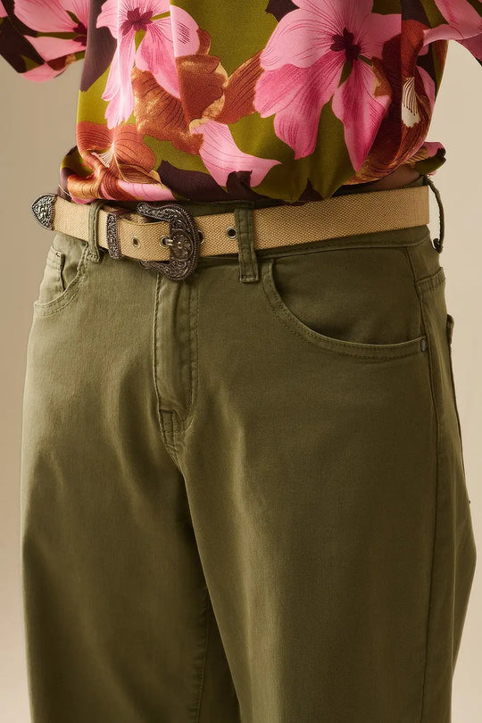 Green Straight Pants wide leg - Colored Jeans
