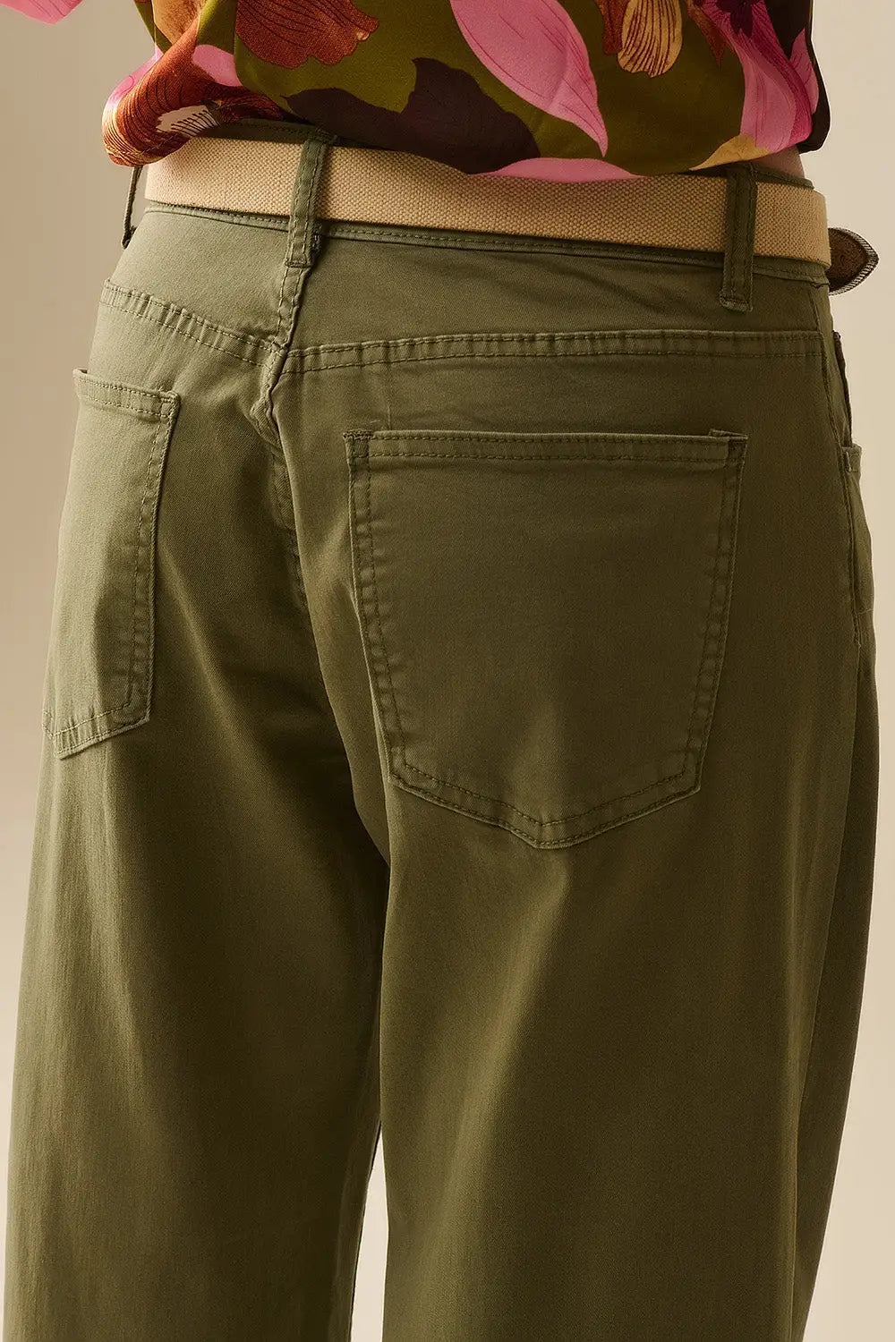 Green Straight Pants wide leg - Colored Jeans