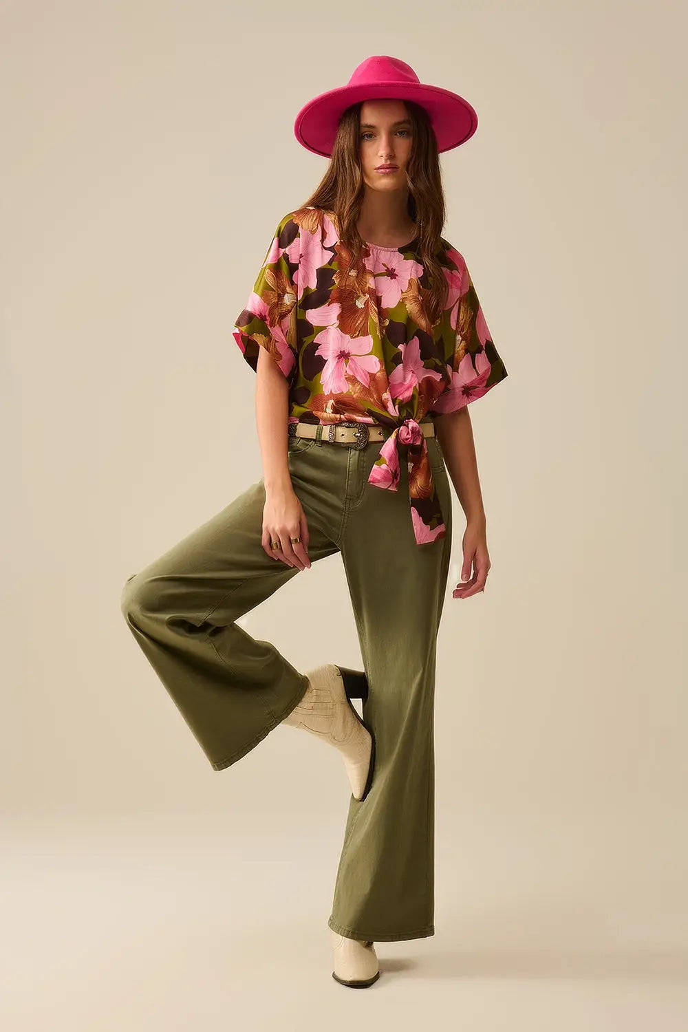 Green Straight Pants wide leg - Colored Jeans