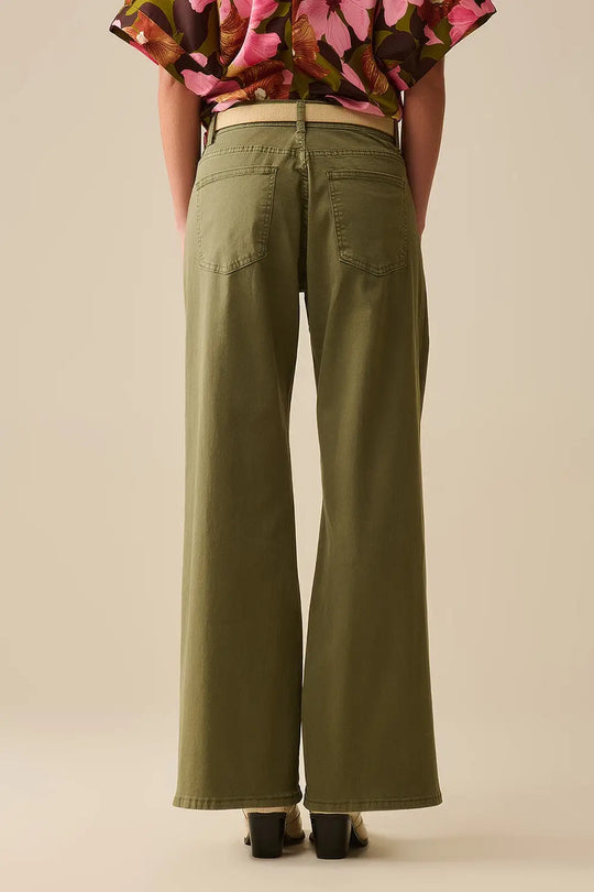 Green Straight Pants wide leg - Colored Jeans