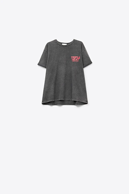 black wash fabric Short Sleeve TRIPLE HEAT LOGO T-shirt - BLACK / ONE - T-Shirts