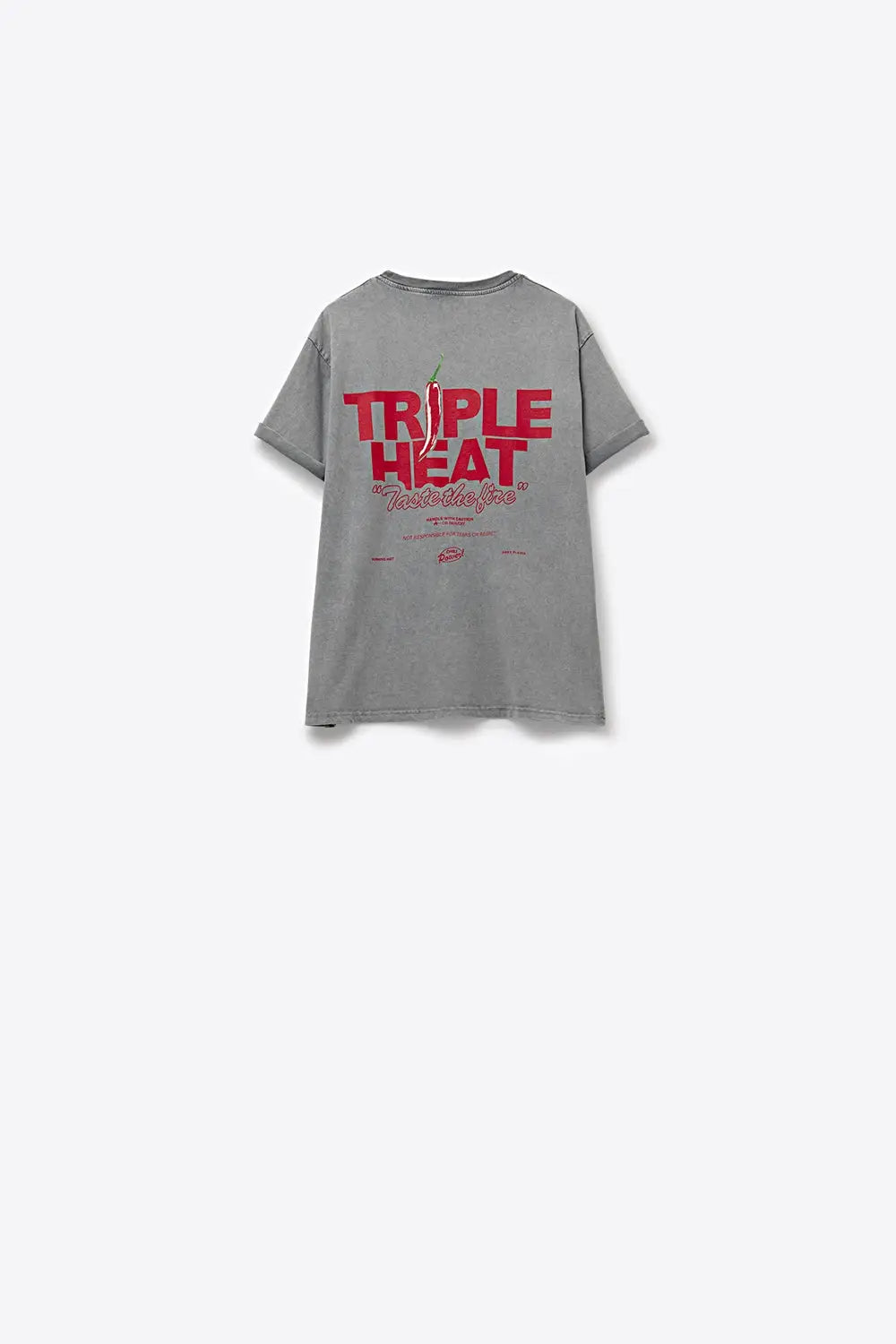 Washed grey relaxed fit Short Sleeve TRIPLE HEAT LOGO T-shirt - GRAY / ONE - T-Shirts