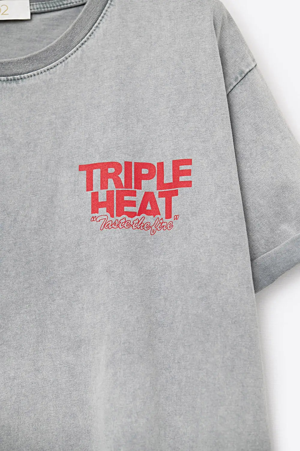 Washed grey relaxed fit Short Sleeve TRIPLE HEAT LOGO T-shirt - GRAY / ONE - T-Shirts