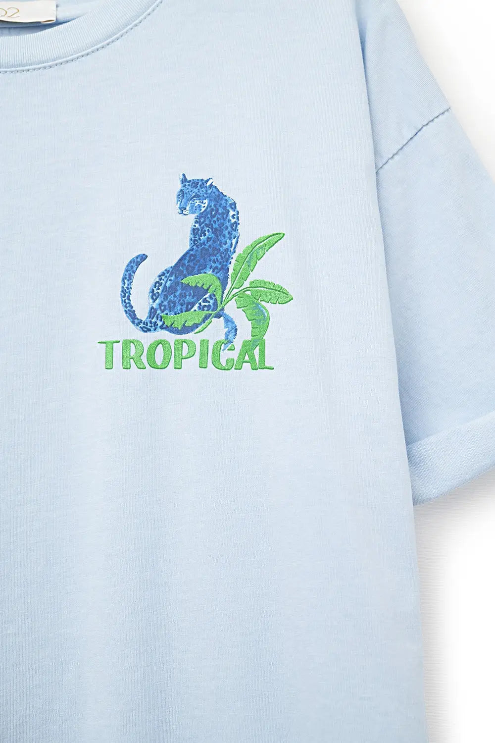 Blue t-shirt made in Italy with tropical graphic print - BLUE / ONE - T-Shirts