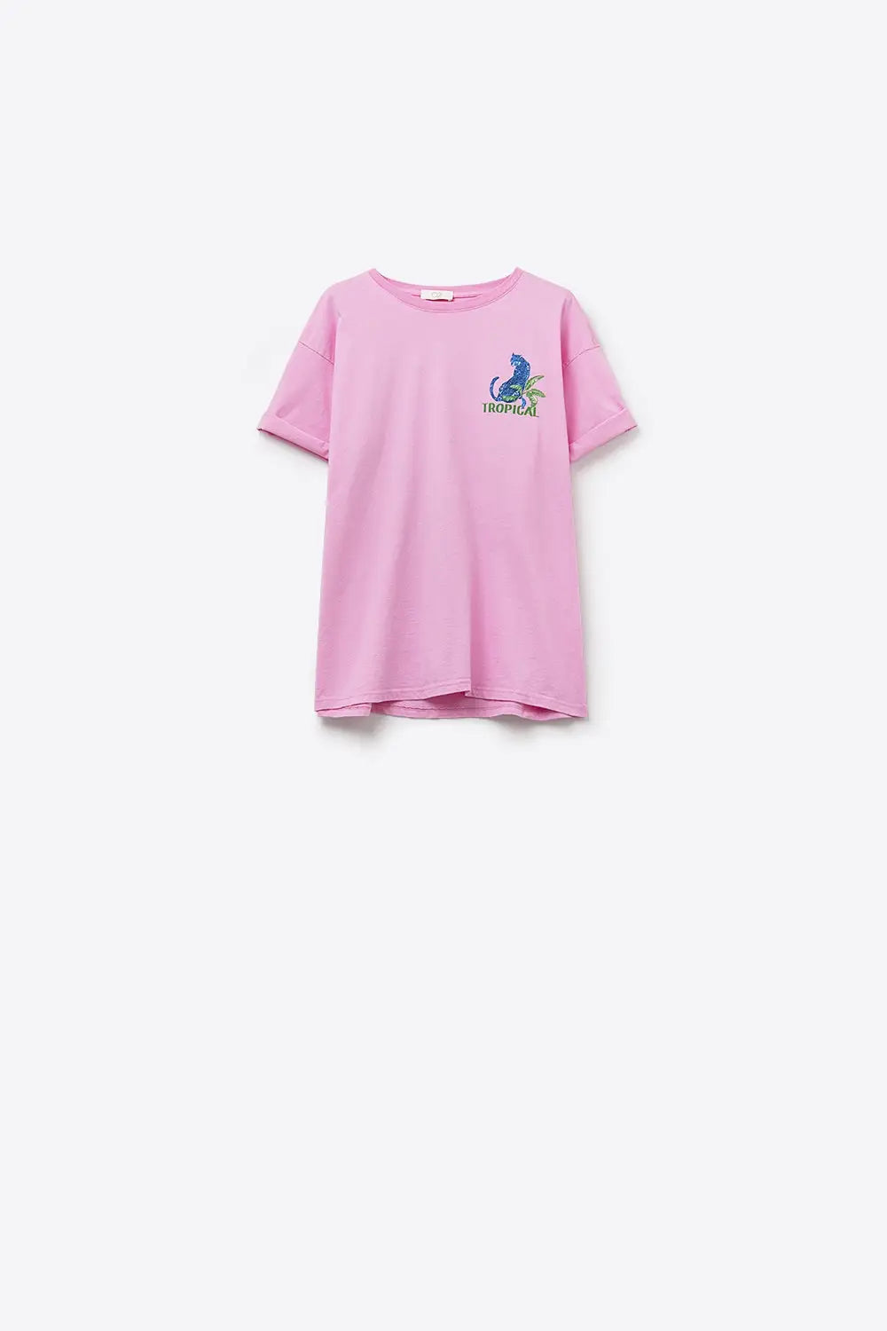 Pink t-shirt made in Italy with tropical graphic print - PINK / ONE - T-Shirts