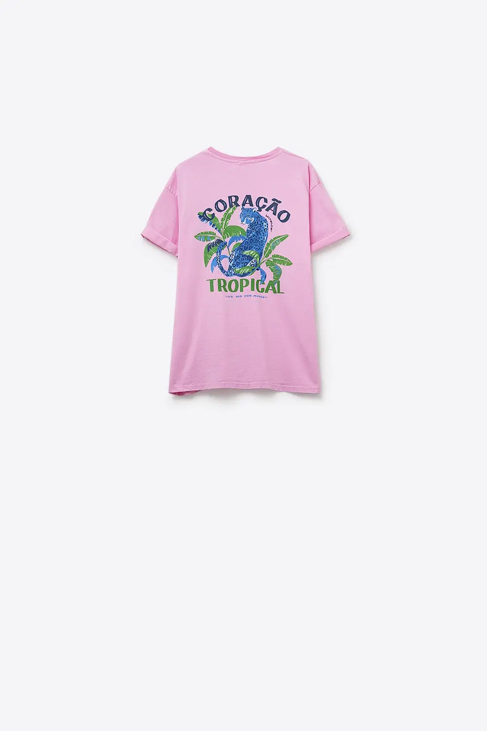 Pink t-shirt made in Italy with tropical graphic print - PINK / ONE - T-Shirts