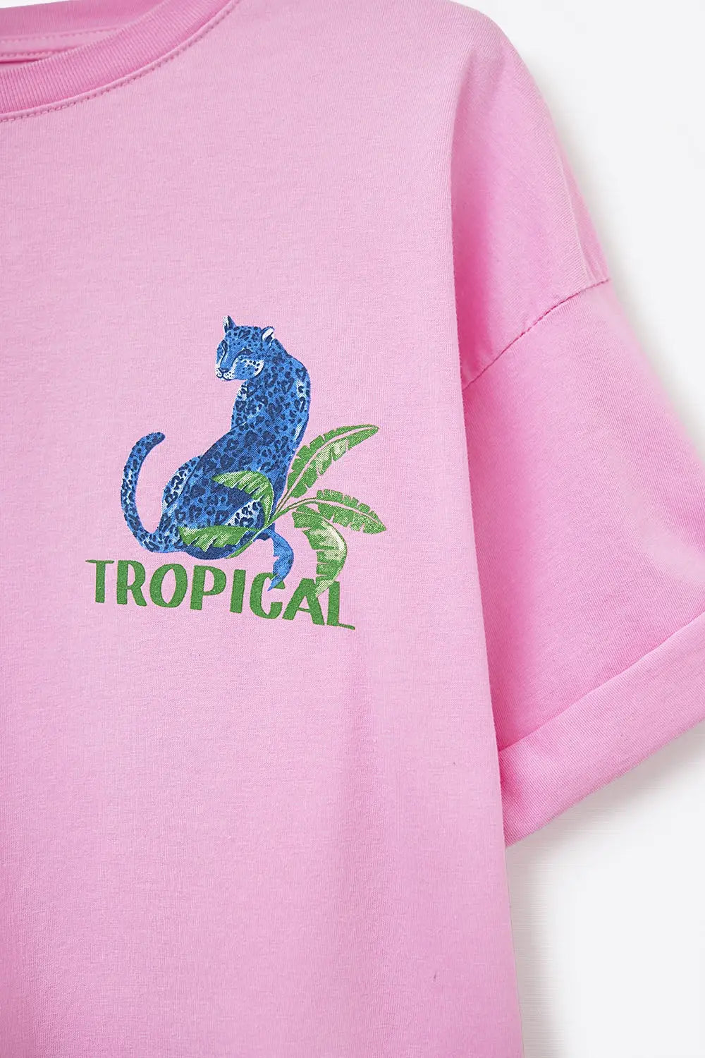 Pink t-shirt made in Italy with tropical graphic print - PINK / ONE - T-Shirts