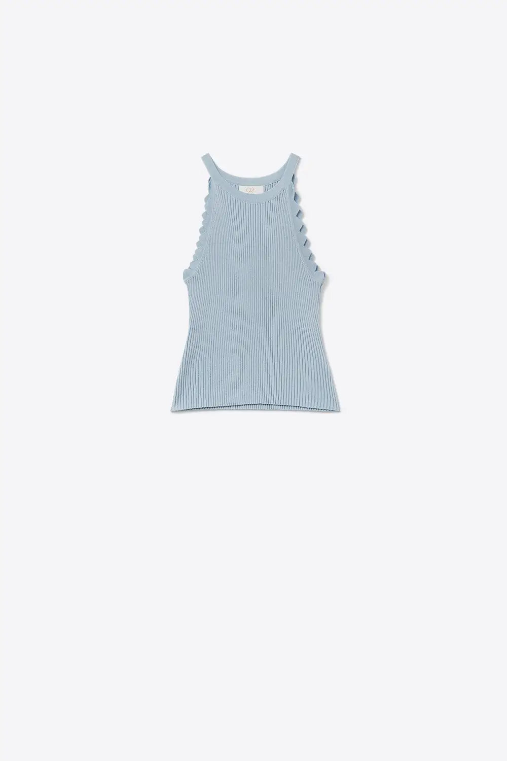 baby blue Tank Top with Ribbed Underarm Detail - BLUE / ONE - Tops