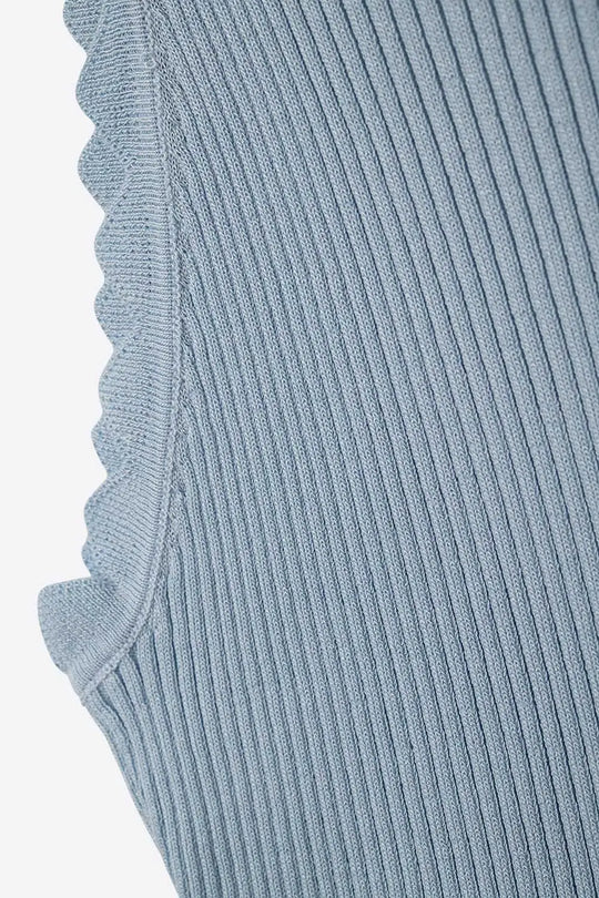 baby blue Tank Top with Ribbed Underarm Detail - BLUE / ONE - Tops