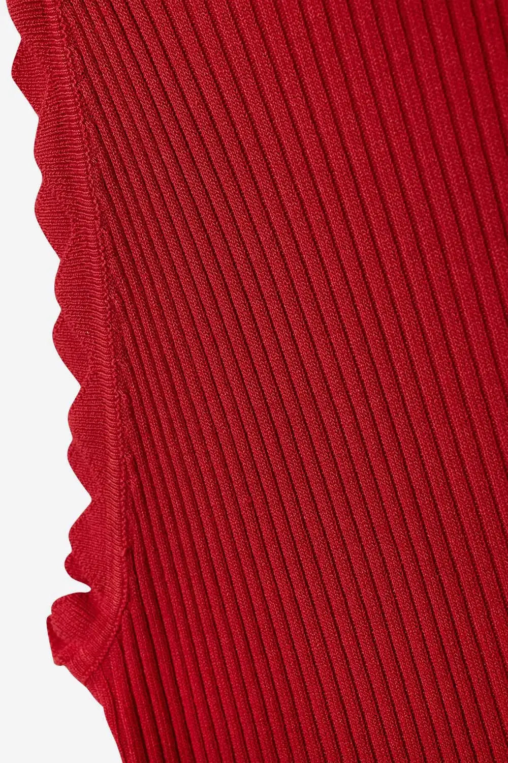Red Tank Top with Ribbed Underarm Detail - RED / ONE - Tops