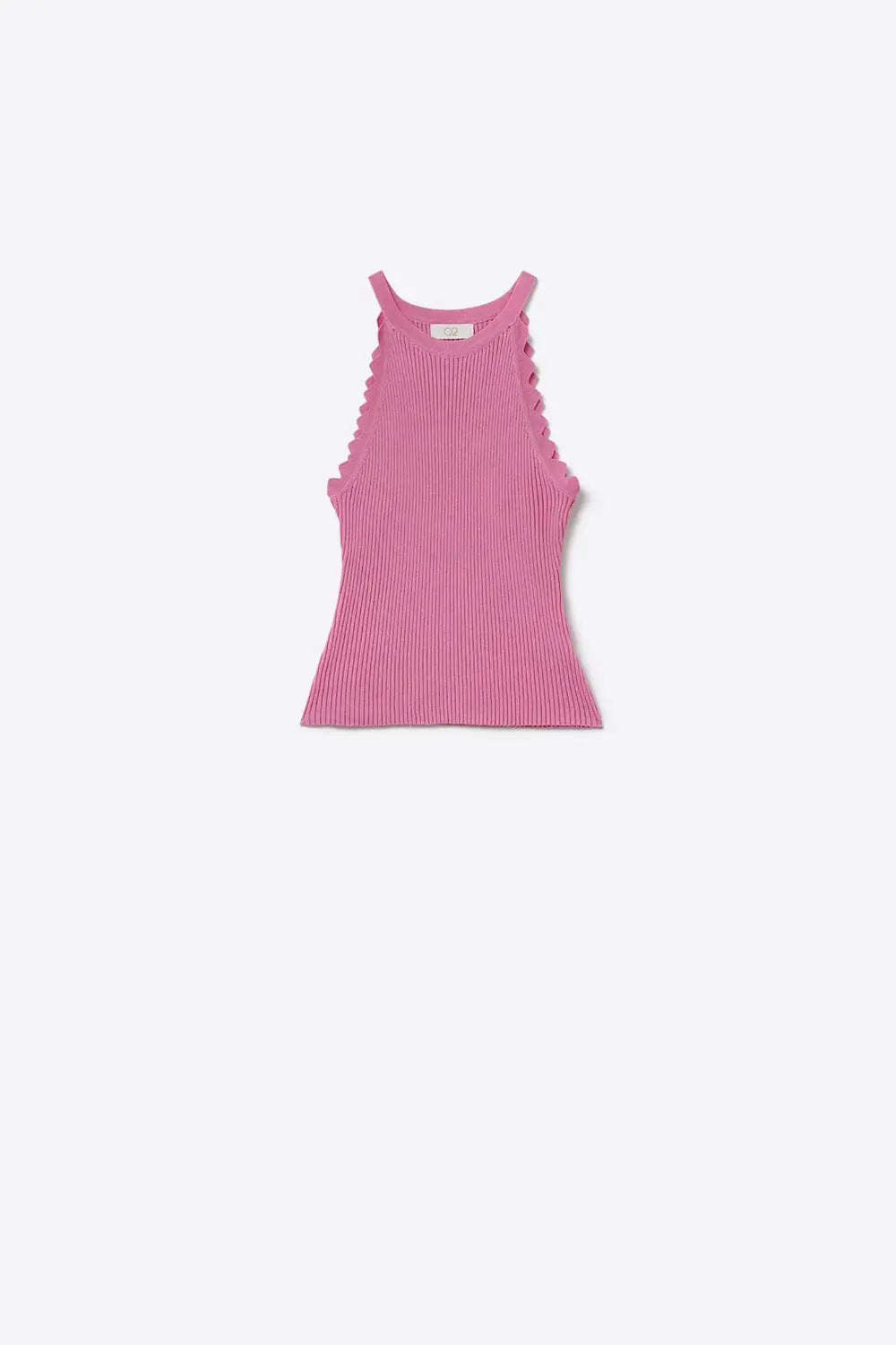 Sleeveless pink top with wave details - PINK / ONE - Tops