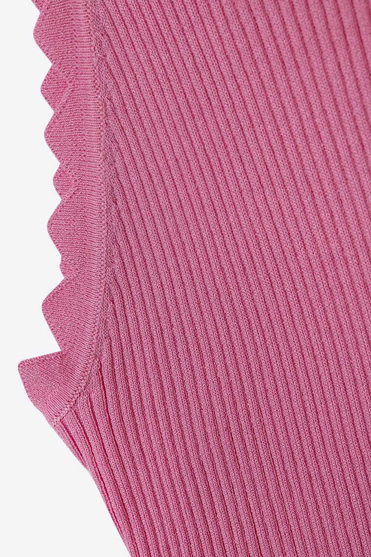 Sleeveless pink top with wave details - PINK / ONE - Tops