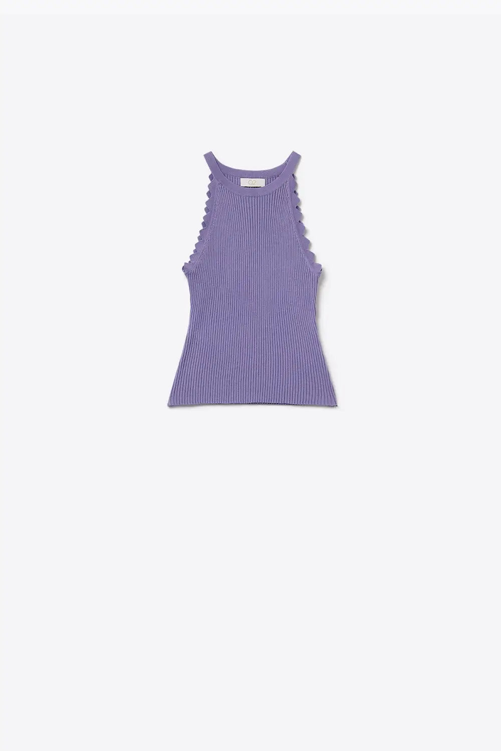 Light Purple Tank Top with Ribbed Underarm Detail - PURPLE / ONE - Tops