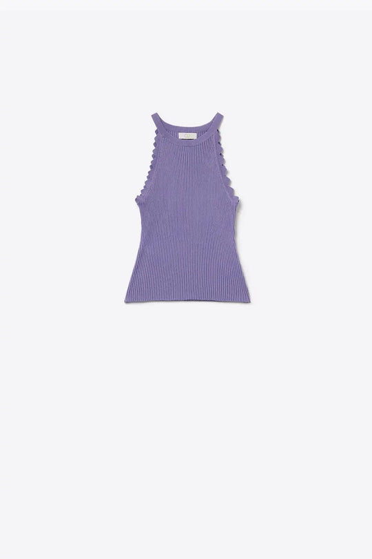 Light Purple Tank Top with Ribbed Underarm Detail - PURPLE / ONE - Tops