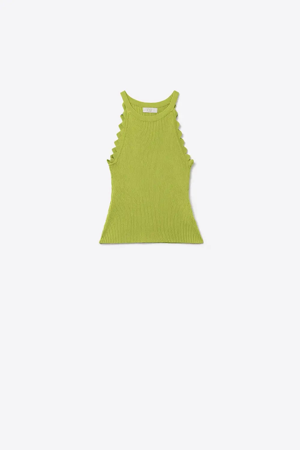 Light Moss Green Tank Top with Ribbed Underarm Detail - GREEN / ONE - Tops
