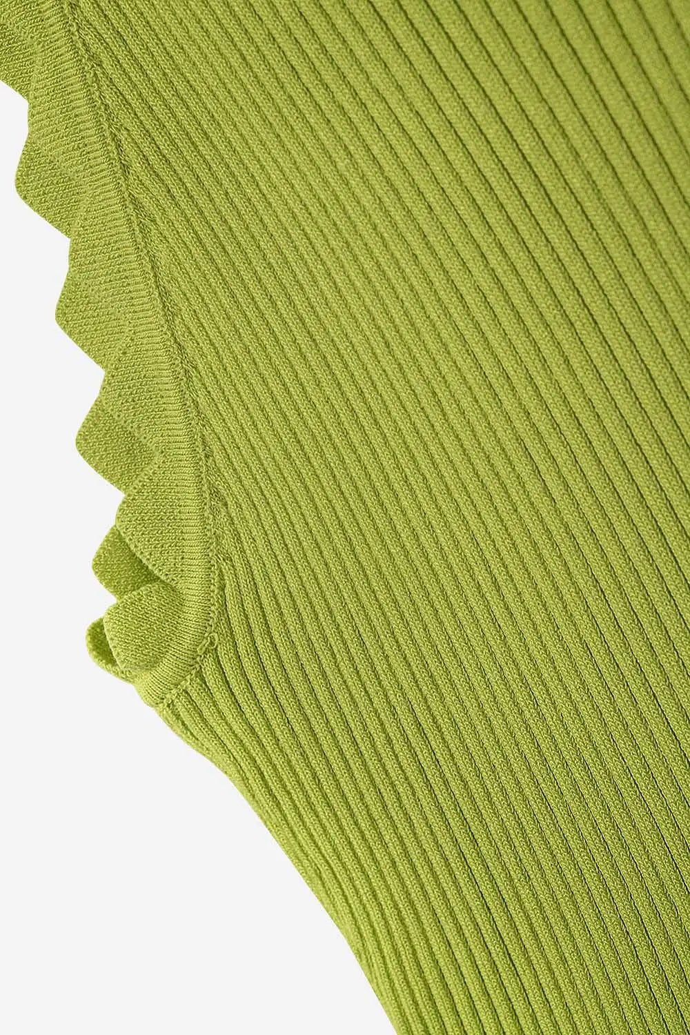 Light Moss Green Tank Top with Ribbed Underarm Detail - GREEN / ONE - Tops