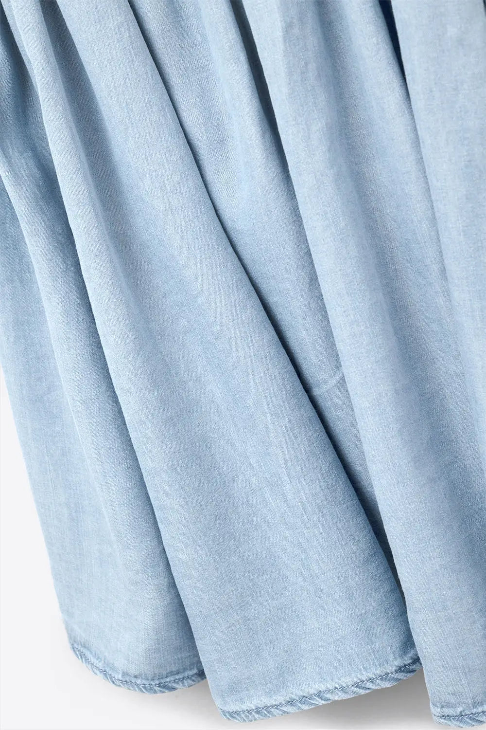 Tencel fabric Top with Rouched Straps in Blue - Tops