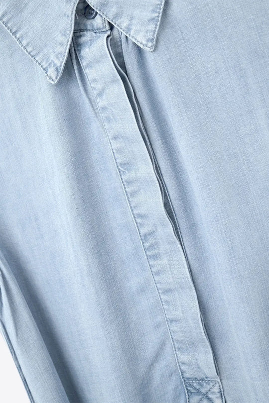 Sleeveless tencel fabric shirt dress in Blue - Dresses