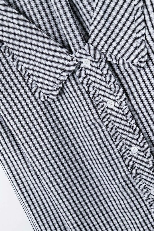 Gingham peter pan collar blouse in Black and White - Shirts