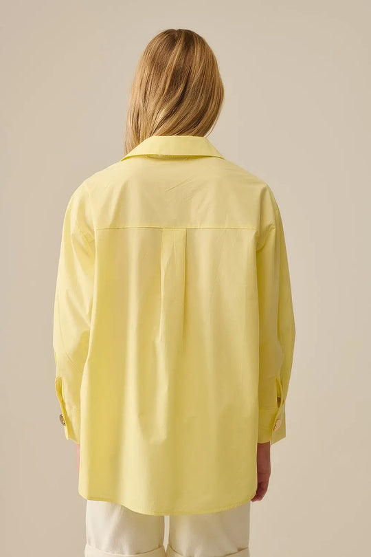 Relaxed Poplin Shirt With Gold Heart Buttons in yellow - Shirts