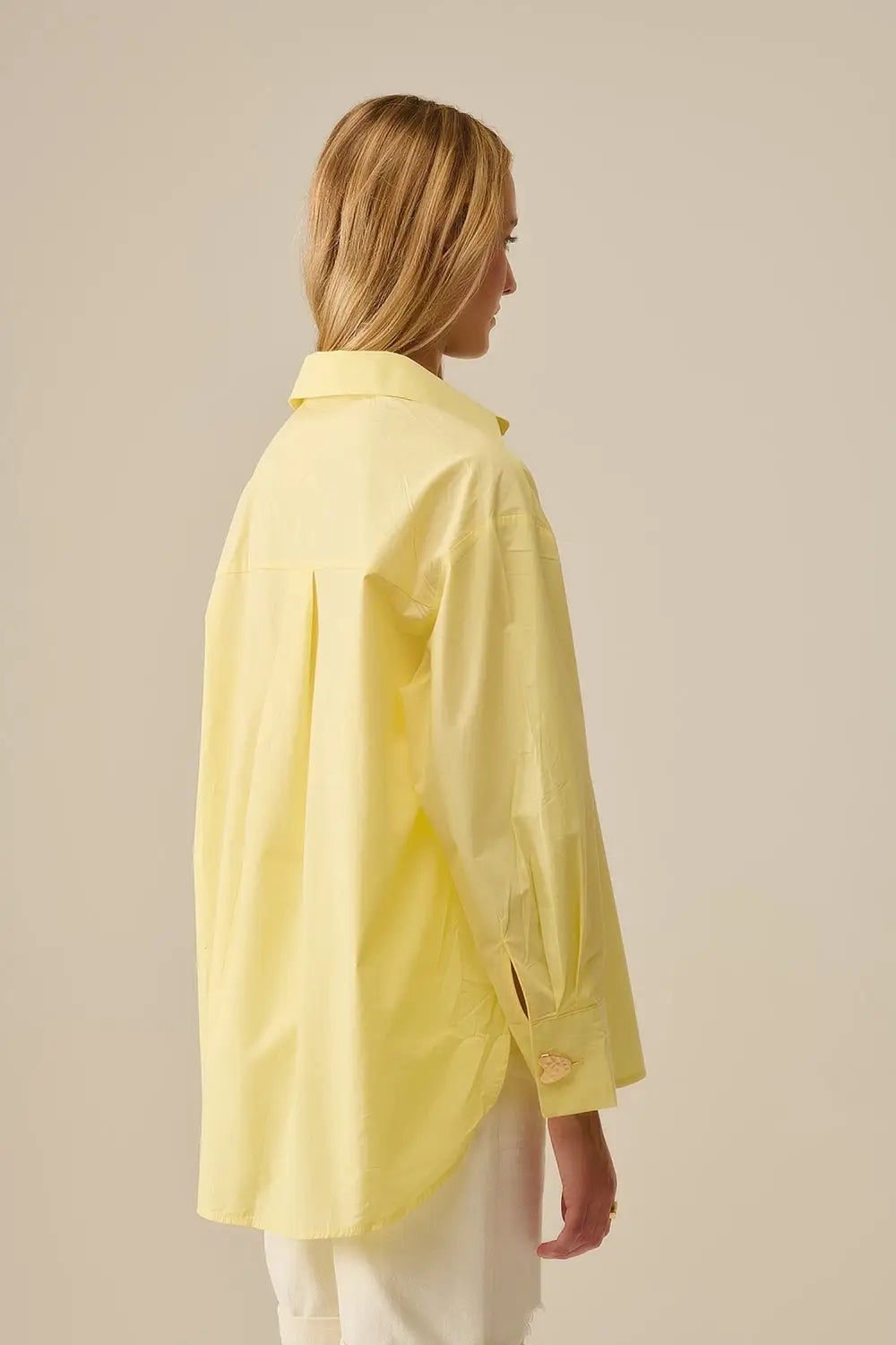 Relaxed Poplin Shirt With Gold Heart Buttons in yellow - Shirts