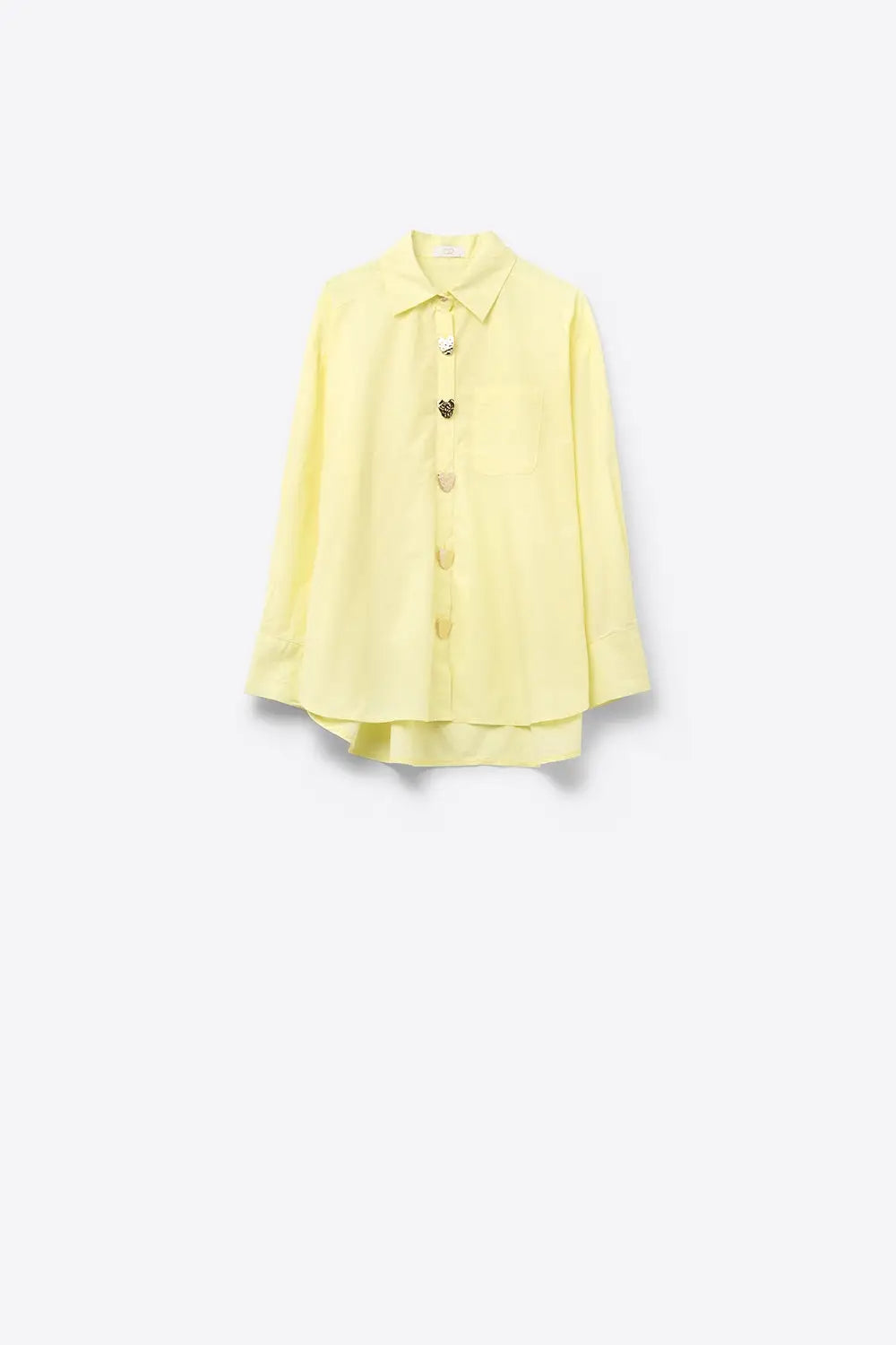 Relaxed Poplin Shirt With Gold Heart Buttons in yellow - Shirts
