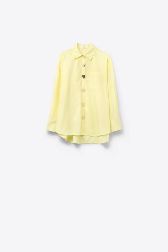 Relaxed Poplin Shirt With Gold Heart Buttons in yellow - Shirts