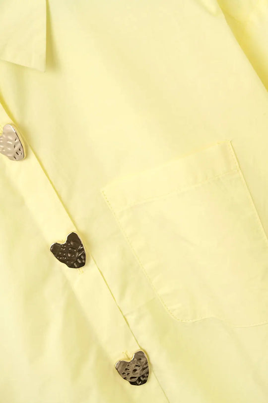 Relaxed Poplin Shirt With Gold Heart Buttons in yellow - Shirts