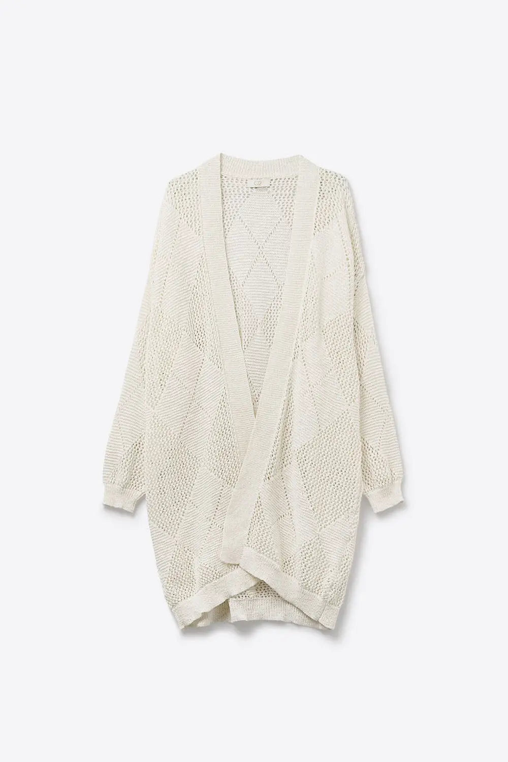 Cream Draped Cardigan With Crochet Design - CREAM / ONE - Cardigans
