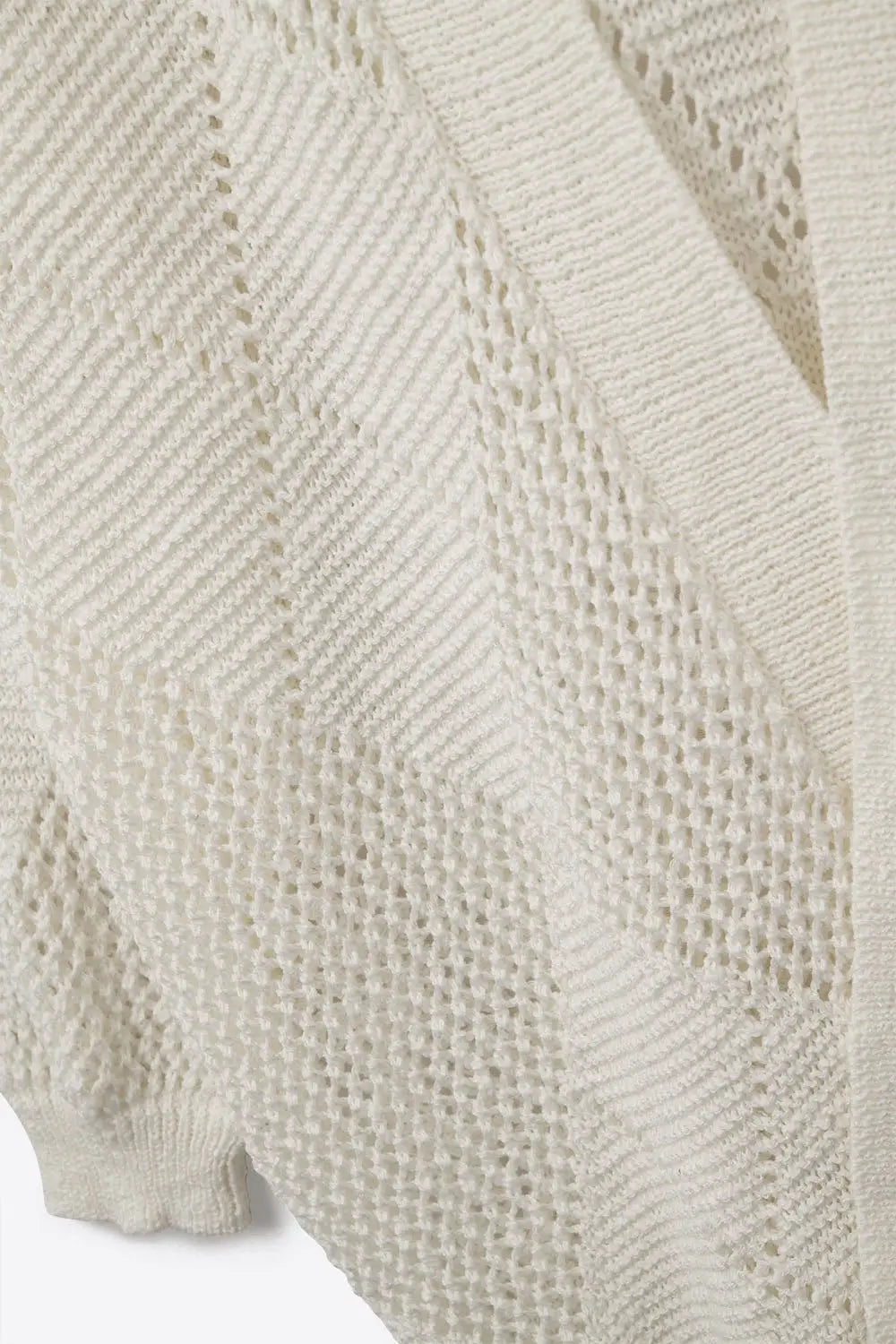 Cream Draped Cardigan With Crochet Design - CREAM / ONE - Cardigans