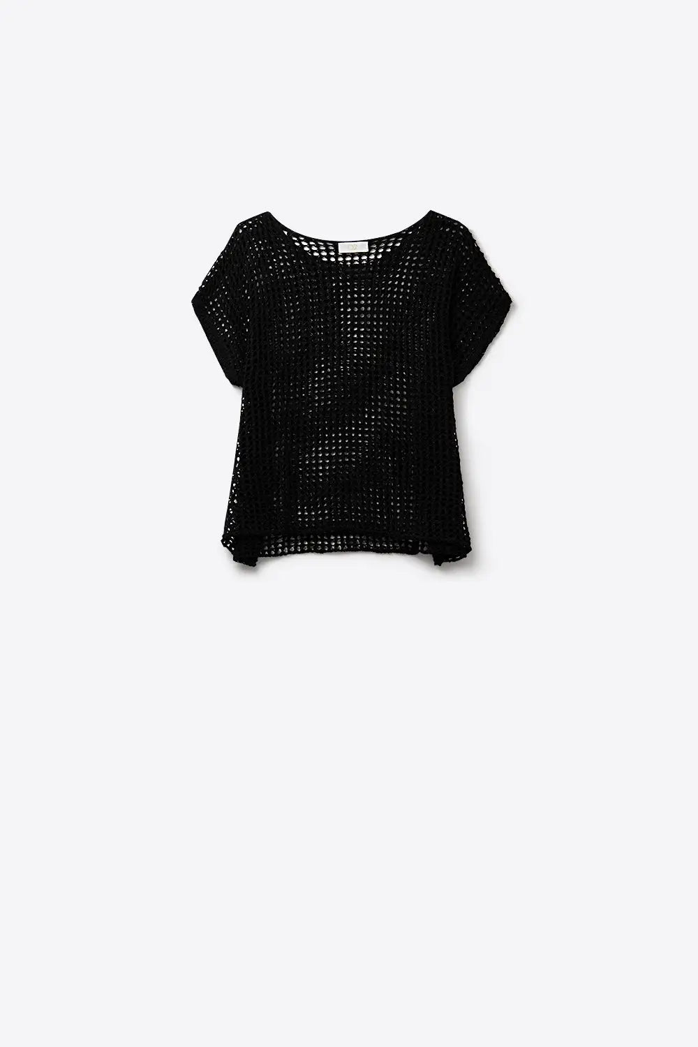 Open Knit Crochet dropped Sleeved Top in black - BLACK / ONE - Sweaters