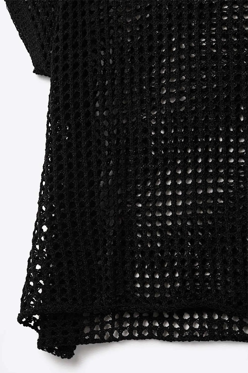 Open Knit Crochet dropped Sleeved Top in black - BLACK / ONE - Sweaters