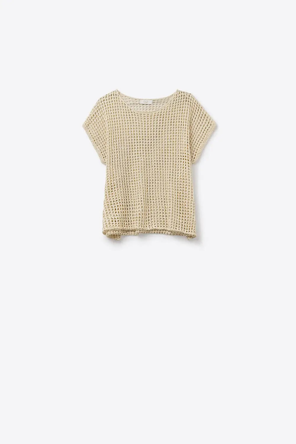 Open Knit Crochet dropped Sleeved Top in Beige - BEIGE / ONE - Sweaters