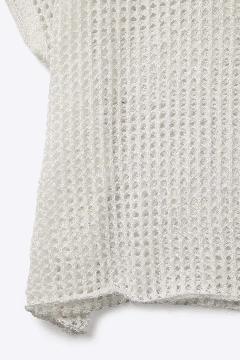 Open Knit Crochet dropped Sleeved Top in white - WHITE / ONE - Sweaters