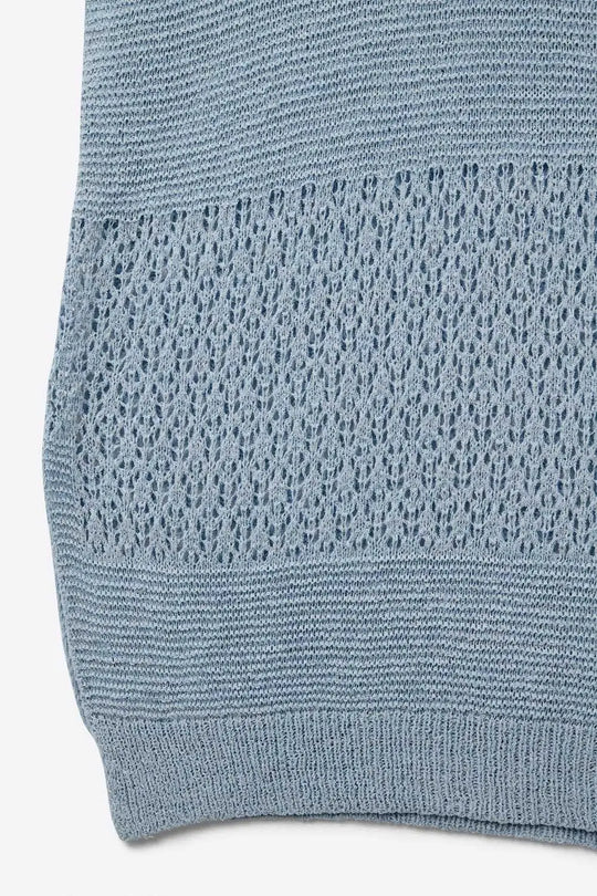 Blue sweater with soft open knit and dropped sleeves - BLUE / ONE - Sweaters