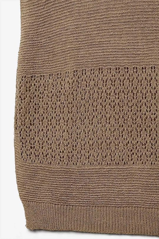 Camel sweater with soft open knit and dropped sleeves - CAMEL / ONE - Sweaters