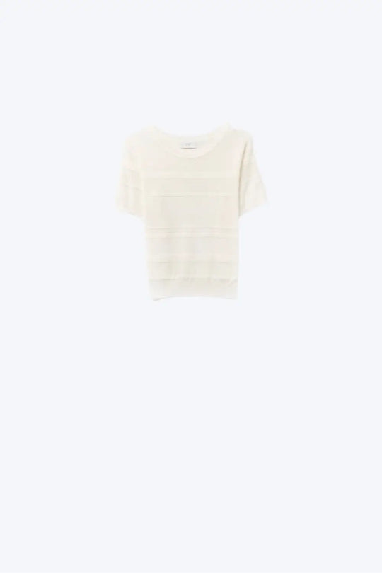 Textured Stripe Knit Sweater in White - WHITE / ONE - Sweaters