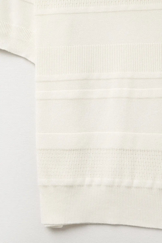 Textured Stripe Knit Sweater in White - WHITE / ONE - Sweaters