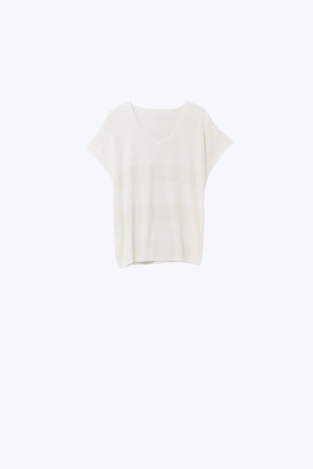 White V-neck knit sweater with open stitch detail - WHITE / ONE - Sweaters