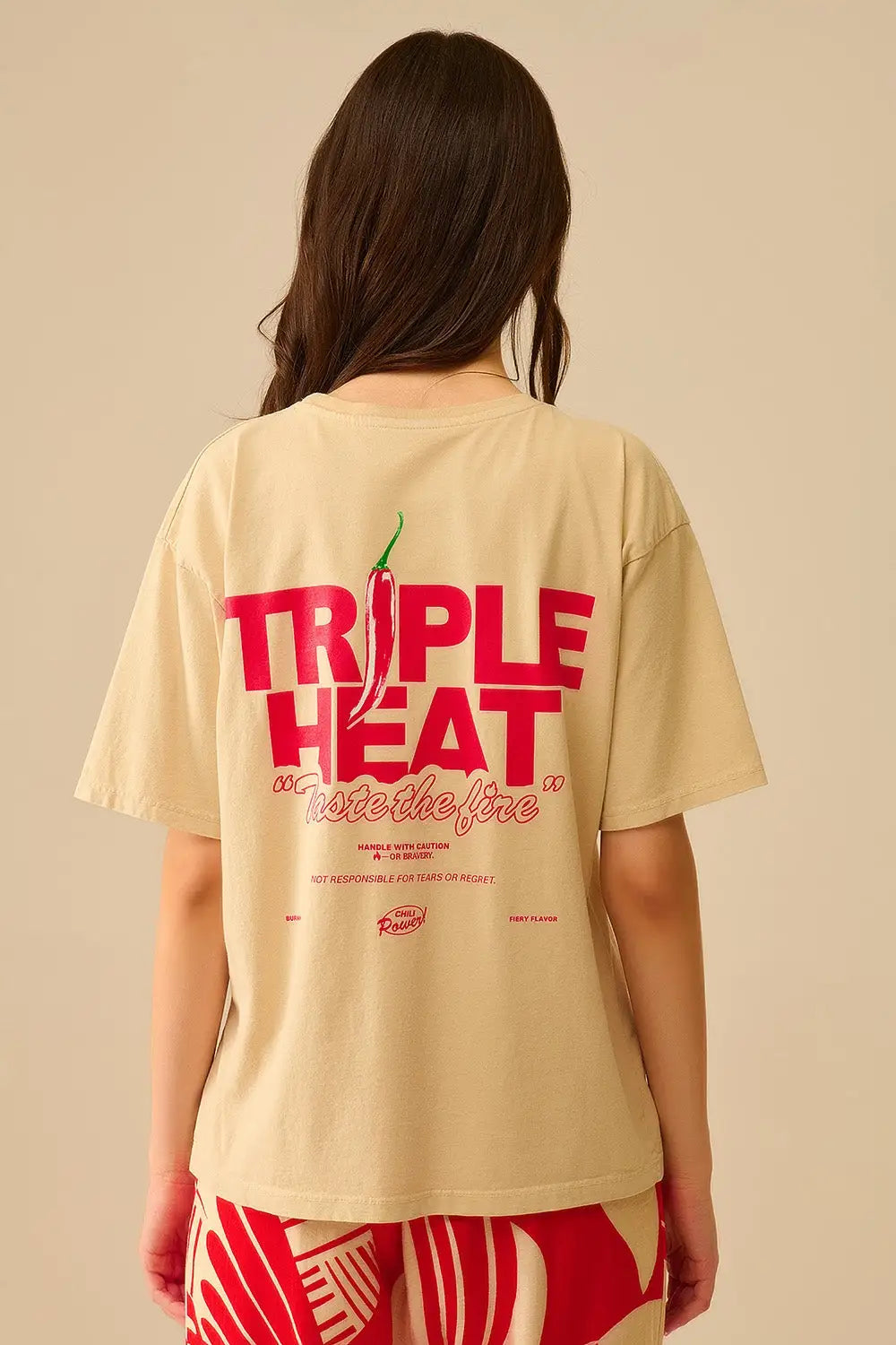 Beige relaxed fit Short Sleeve TRIPLE HEAT T-shirt - BEIGE / ONE - T-Shirts