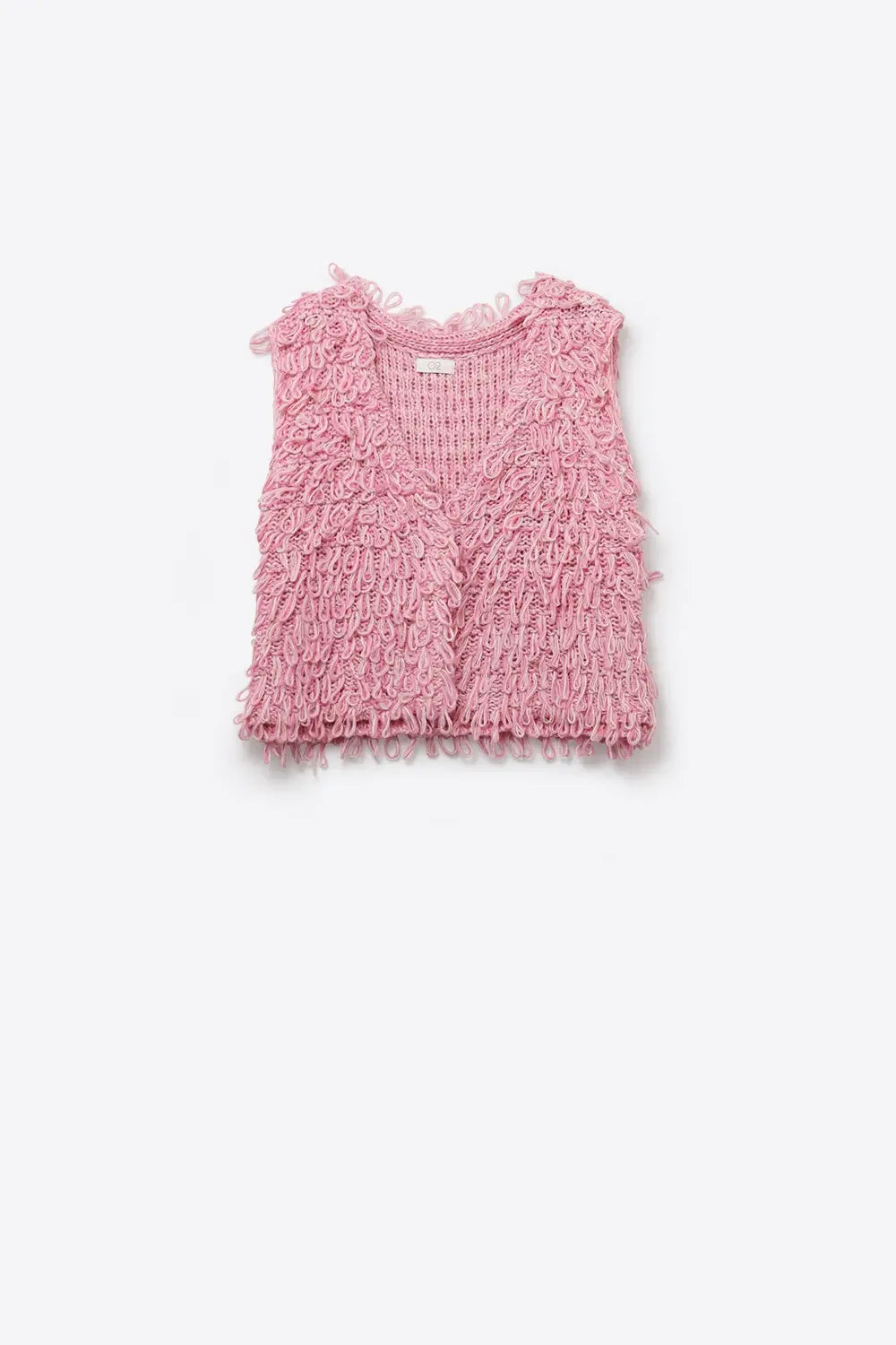 Loop Knit Vest with Textured Fringe Effectm in pink - PINK / ONE - Sweaters