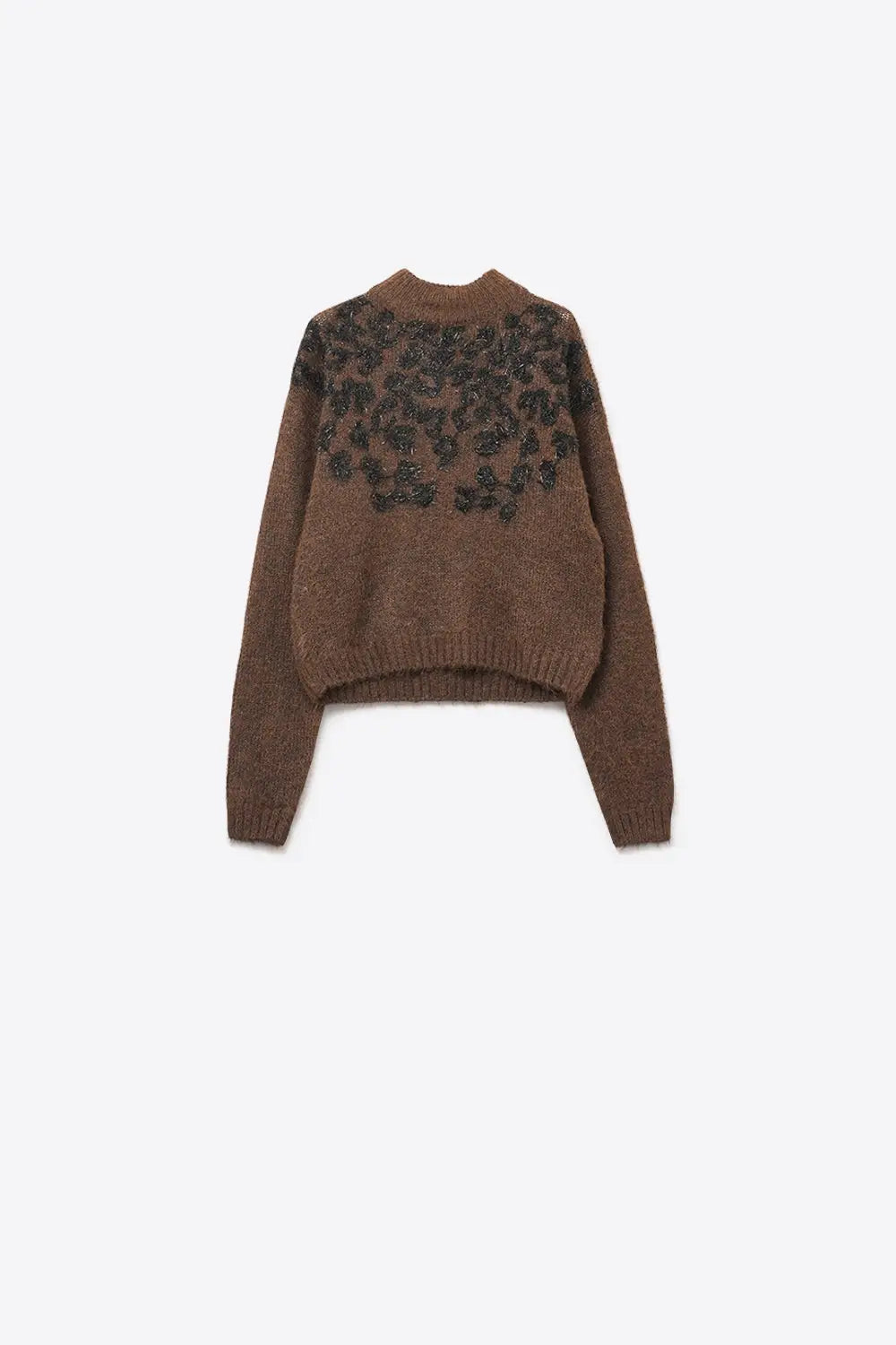 Brown Knitted Sweater with Abstract Design - BROWN / ONE - Sweaters